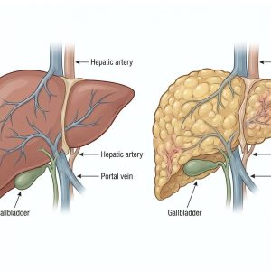 Врач рассматривает результаты МРТ печени пациента